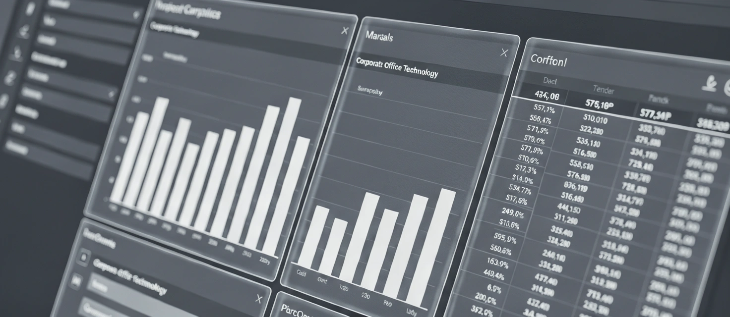 Technical interface overview representing a payroll dashboard